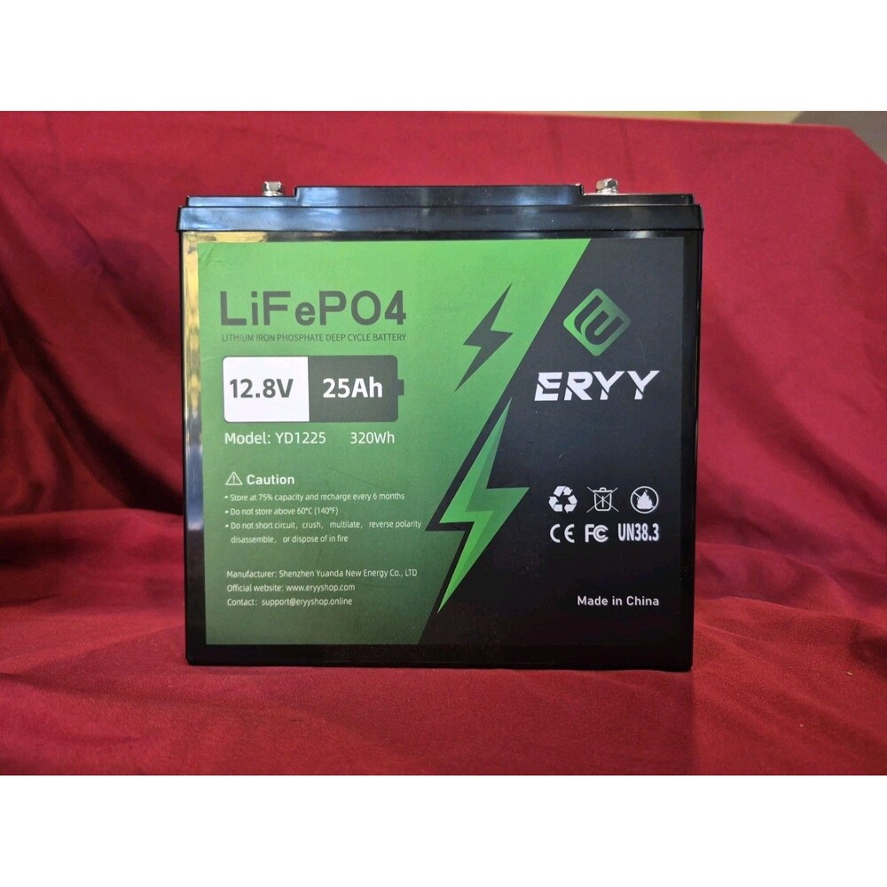 ERYY 12.8V 25Ah (320Wh) LiFePO4 Lithium Iron Phosphate Deep Cycle Battery NOB
